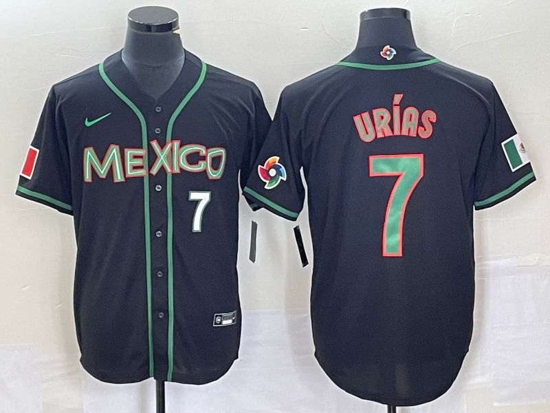 Men 2023 World Cub Mexico 7 Urias Black green Nike MLB Jersey7